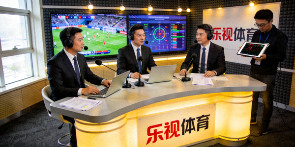 乐视体育专业解说团队工作场景：解说员在演播室内进行赛事分析
